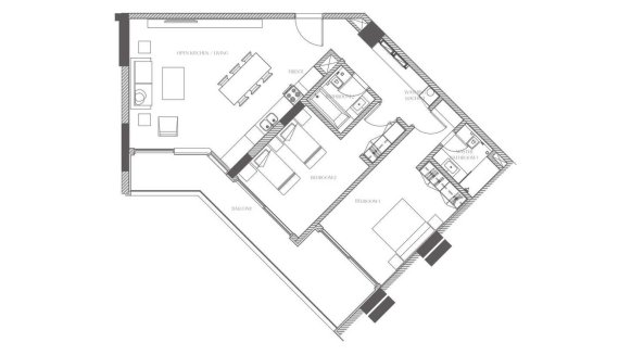 Apartment floor plan, 2 bedrooms in Creekside Residence No. 11010 (2D)