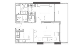 Apartment floor plan, 1 bedroom in Creekside Residence No. 11006