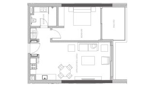 Apartment floor plan, 1 bedroom in Creekside Residence No. 11007
