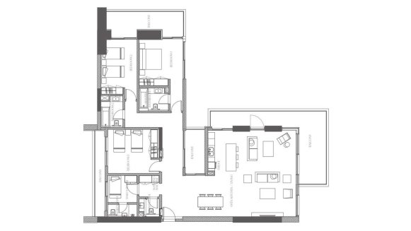 Apartment floor plan, 3 bedrooms in Creekside Residence No. 11014 (2D)